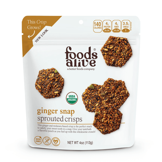 Organic Ginger Snap Snack Crackers by Foods Alive at Nutriessential.com