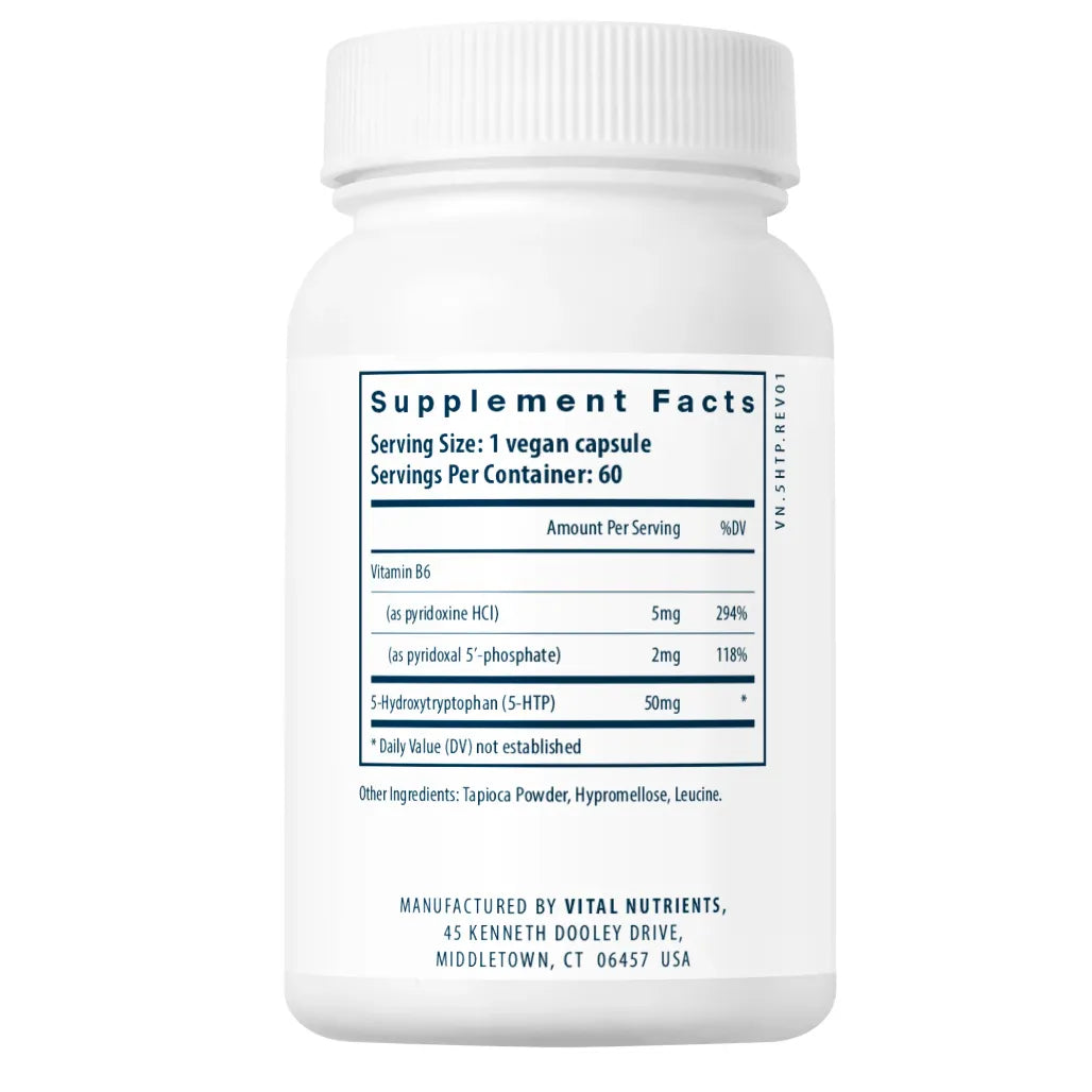 Ingredients of 5-HTP 50mg Dietary Supplement - Vitamin B6, Pyridoxine HCL