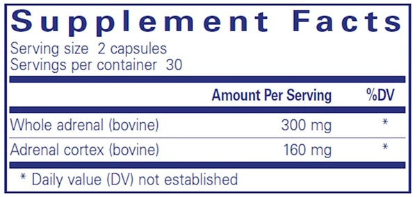 Pure Encapsulations Adrenal Supplement Ingredients - Whole Adrenal, Adrenal Cortex