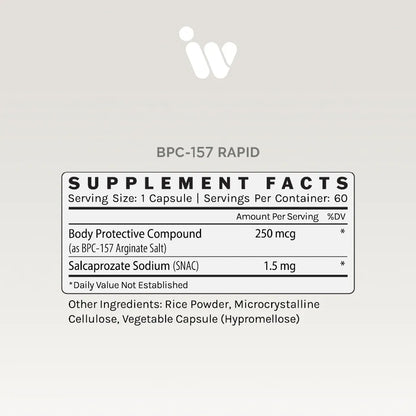 Infiniwell BPC-157 RAPID - 250MCG Supplement Facts