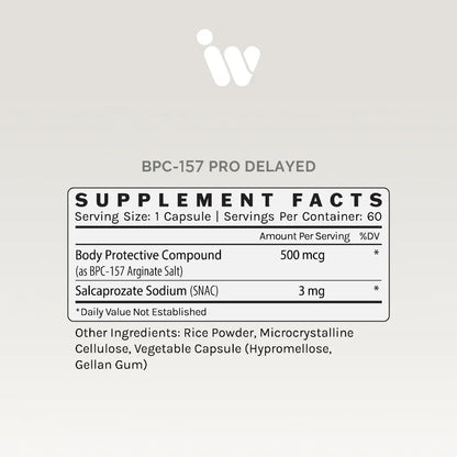 BPC-157 Delayed Pro 500 mcg - Supplement Facts