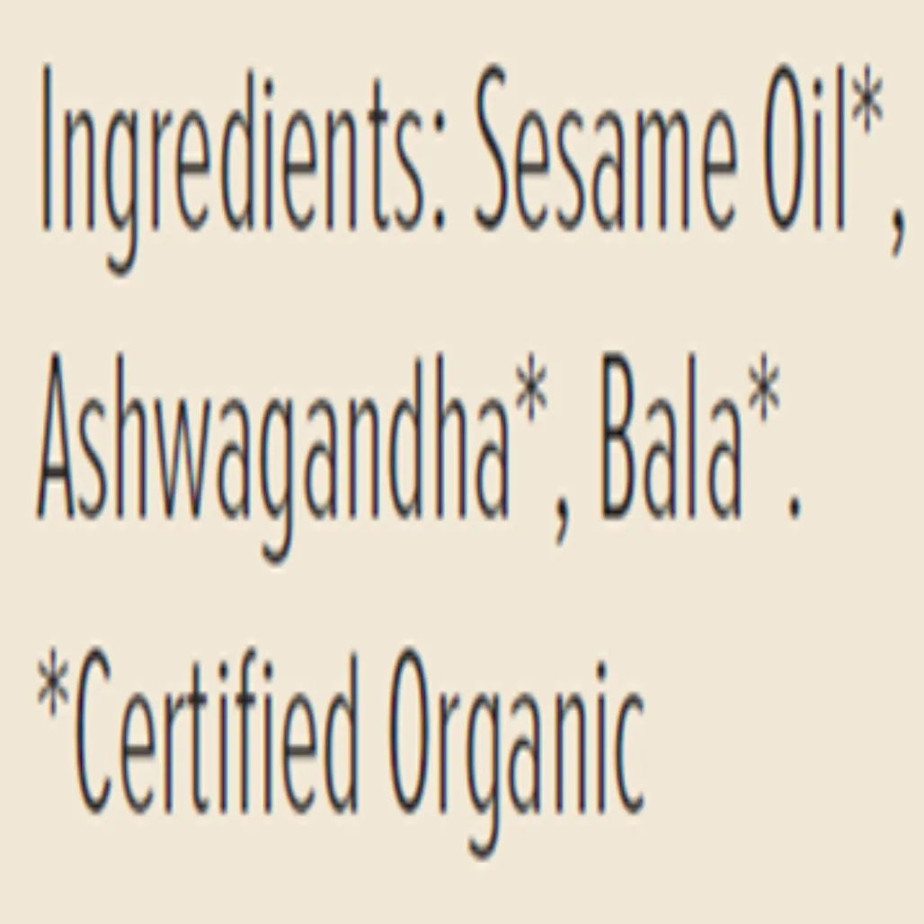 ingredients of Ashwagandha Bala Oil, Organic 4 oz Banyan Botanicals