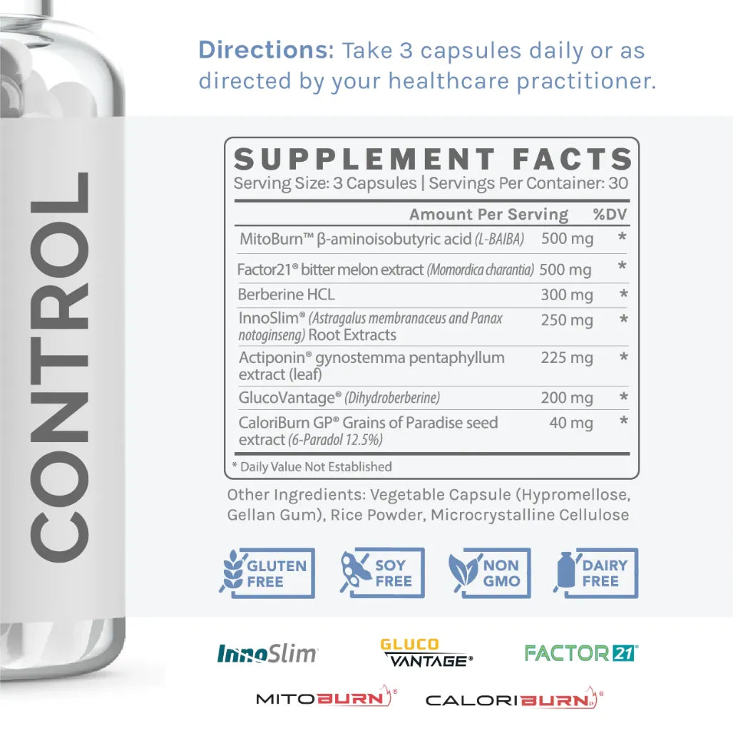Infiniwell Control Supplement Facts - MitoBurn β-aminoisobutyric acid