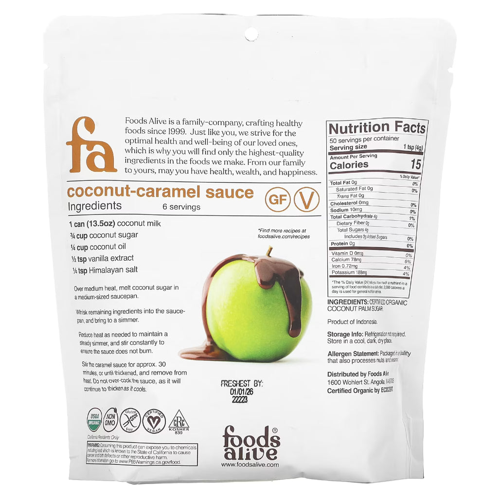 Coconut Sugar by Foods Alive at Nutriessential.com
