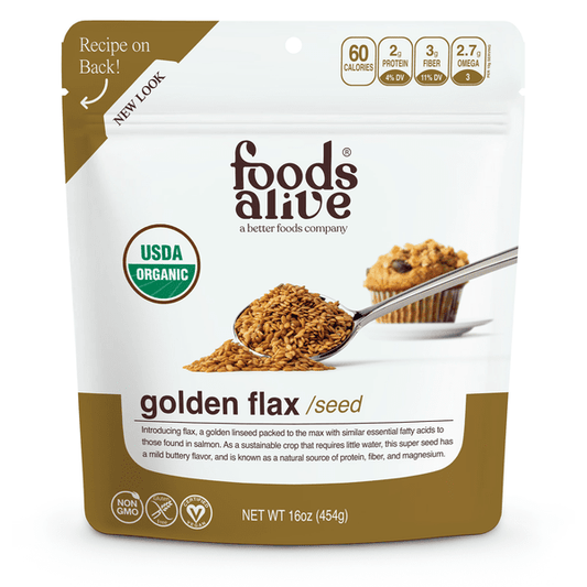 Gold Flaxseed Organic by Foods Alive at Nutriessential.com