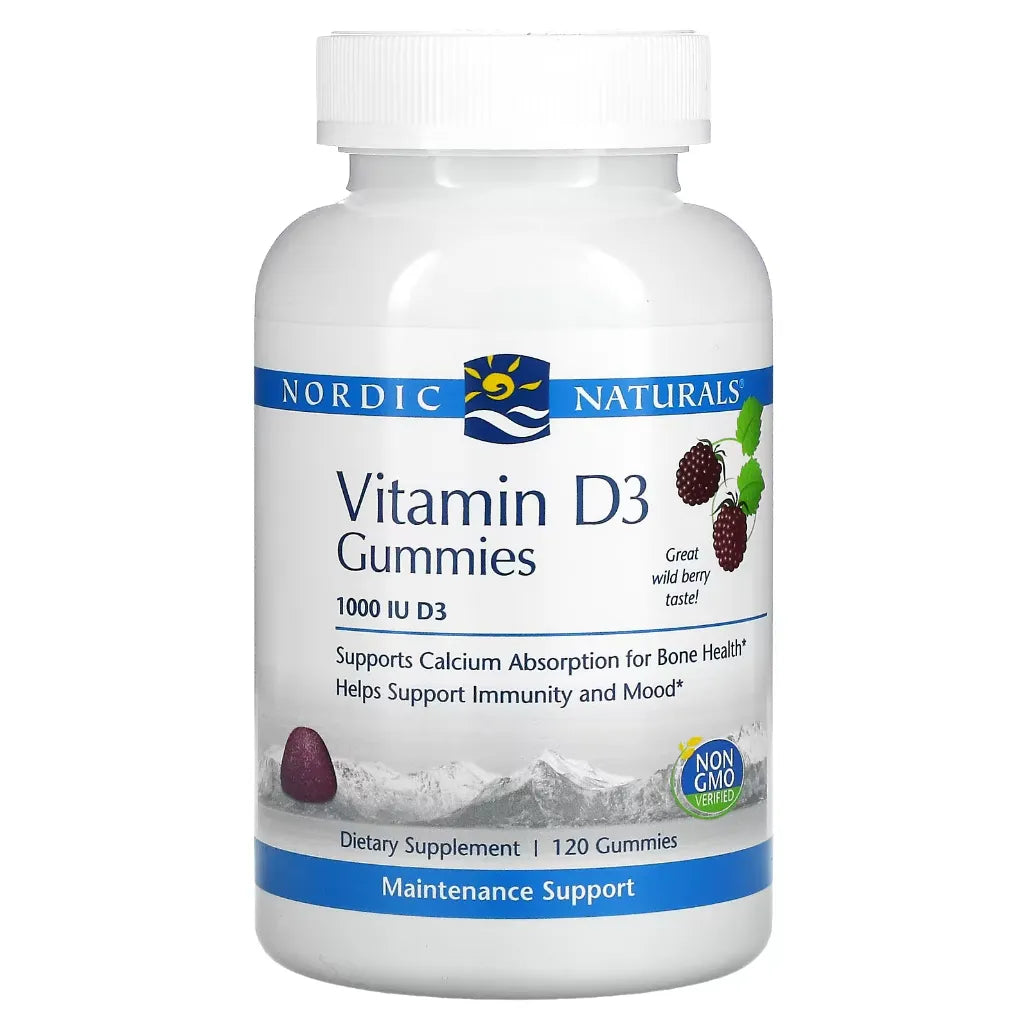 Nordic Naturals Vitamin D3 Gummies 1000 IU - 120 Chews | Supports Calcium Absorption for Healthy Bones