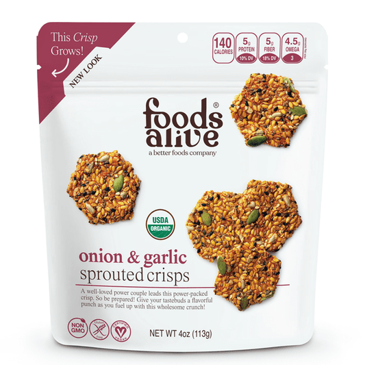 Onion & Garlic Sprouted Crisps by Foods Alive at Nutriessential.com