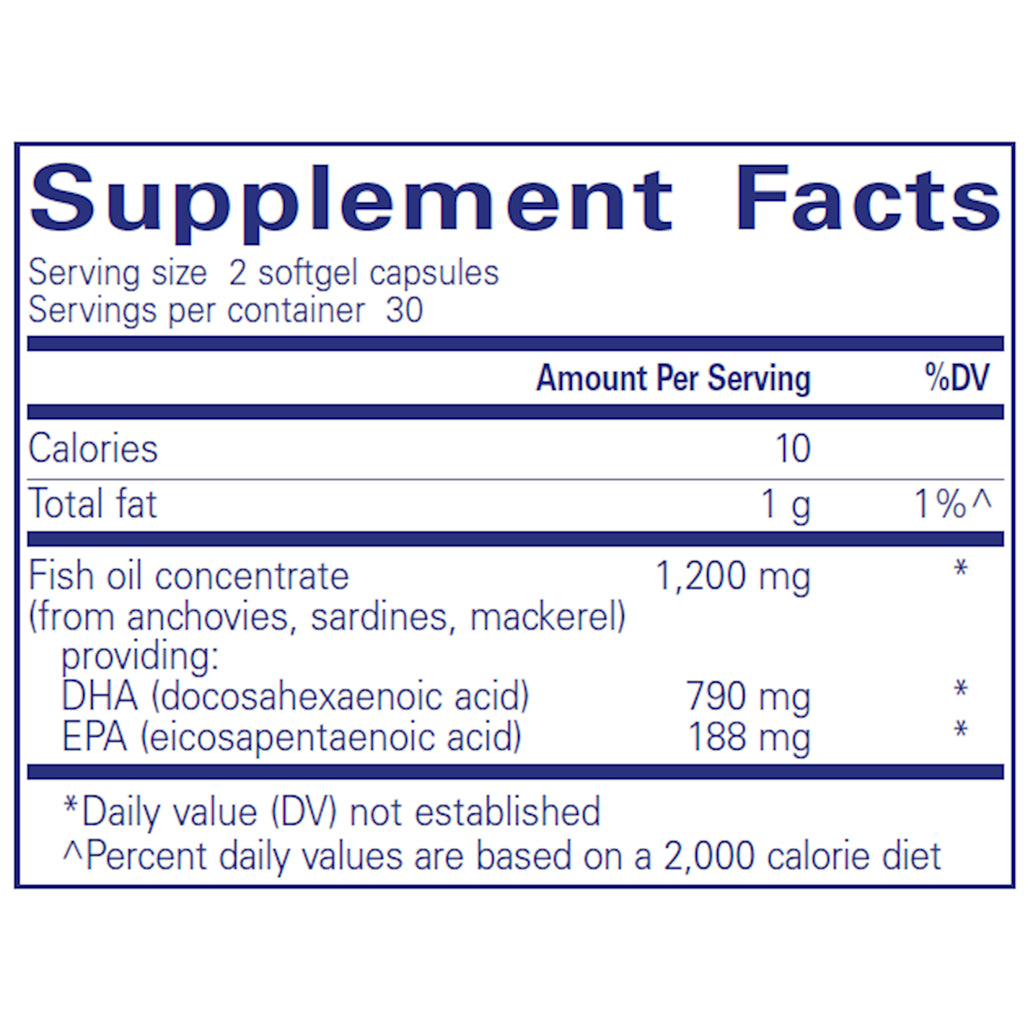 Pure Encapsulations DHA Ultimate Supplement Facts - Fish Oil Concentrate, DHA, EPA