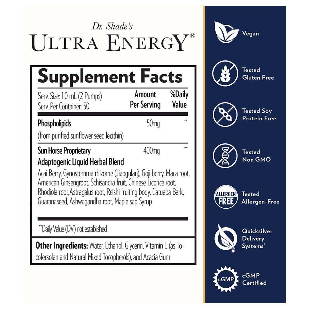 Dr. Shade's Ultra Energy by QuickSilver Scientific Supplement Ingredients