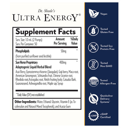 Dr. Shade's Ultra Energy by QuickSilver Scientific Supplement Ingredients