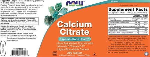 Calcium Citrate by NOW - Support Bone Health