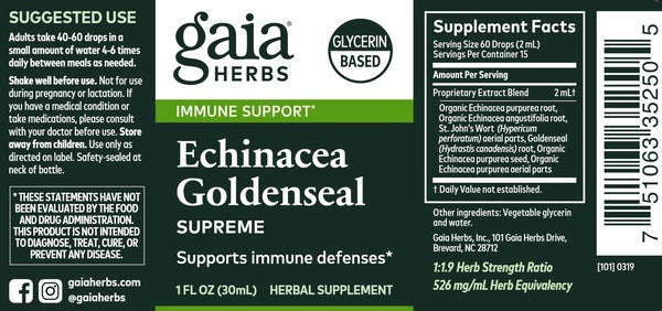 Echinacea Goldenseal Supreme Gaia Herbs
