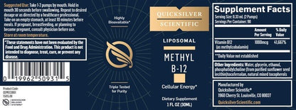 Methyl B 12 Liposomal QuickSilver Scientific