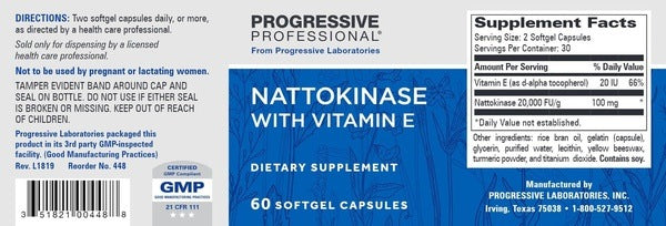 Nattokinase with Vitamin E Progressive Labs