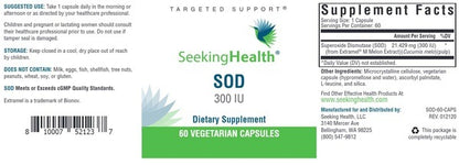 About SOD by Seeking Health - 60 Veg Capsules | Support the Body's Defences Against Free Radicals