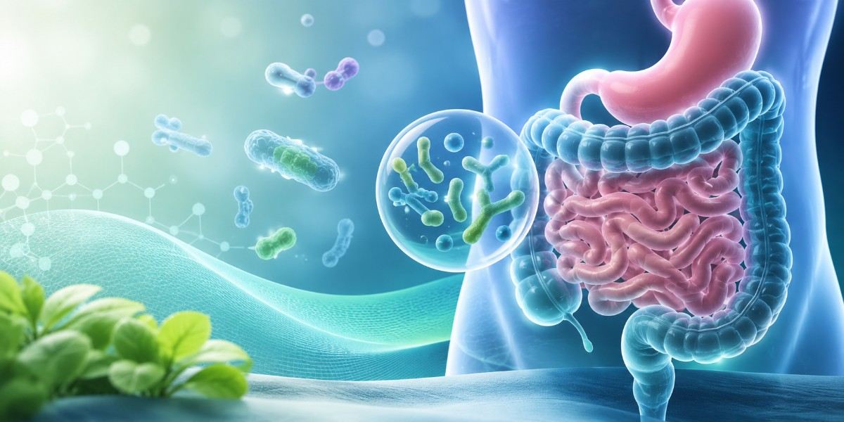 Illustration of the digestive system and probiotic microorganisms representing the best probiotic supplements in 2026