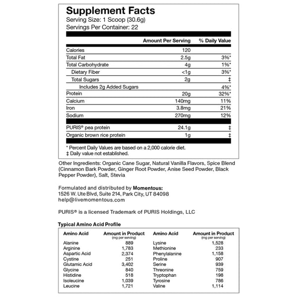 100% Plant Protein, Vanilla Spice