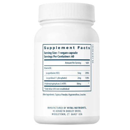 Ingredients of 5-HTP 50mg Dietary Supplement - Vitamin B6, Pyridoxine HCL