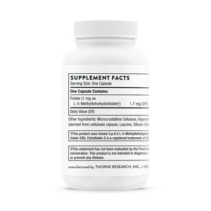 Thorne 5-MTHF 1 mg 60 caps supplement facts