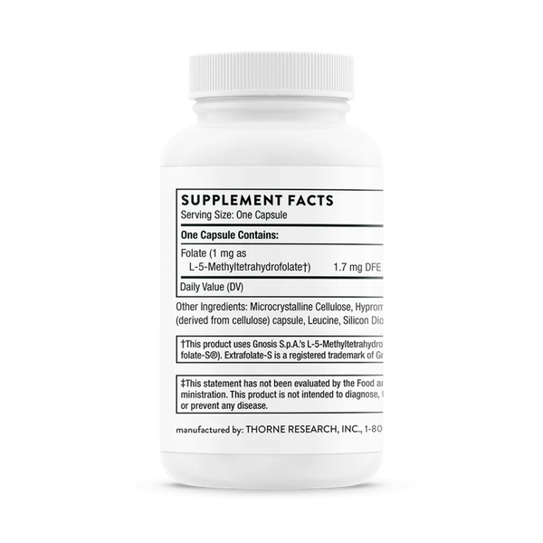 Thorne 5-MTHF 1 mg 60 caps supplement facts