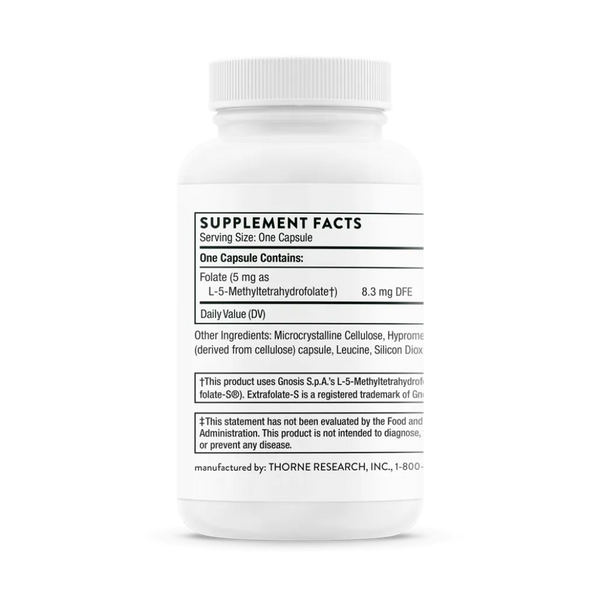 Thorne 5-MTHF 5 mg 60 vegcaps supplement facts