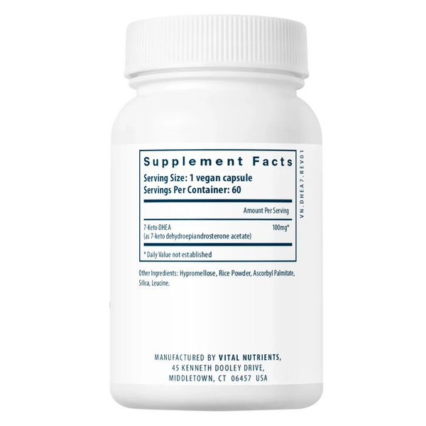 Ingredients of 7-Keto DHEA 100mg Dietary Supplement - 7-Oxo-DHEA -3B-Acetate