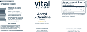 Acetyl L-Carnitine 500mg by Vital Nutrients at Nutriessential.com