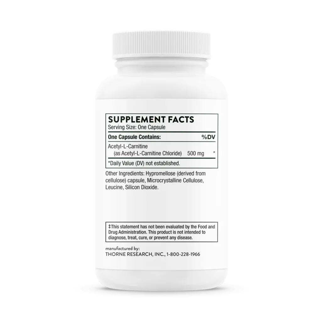 Thorne Acetyl-L-Carnitine 60 vegcaps supplement facts