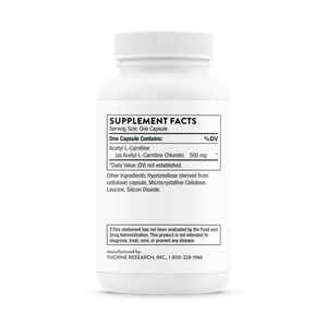 Thorne Acetyl-L-Carnitine 60 vegcaps supplement facts