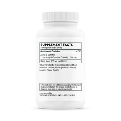 Thorne Acetyl-L-Carnitine 60 vegcaps supplement facts