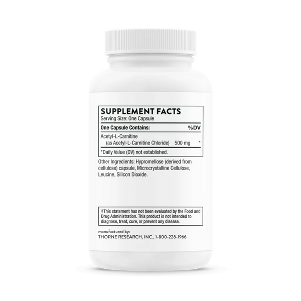 Thorne Acetyl-L-Carnitine 60 vegcaps supplement facts
