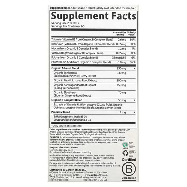 Adrenal Daily Balance Organic Garden of life