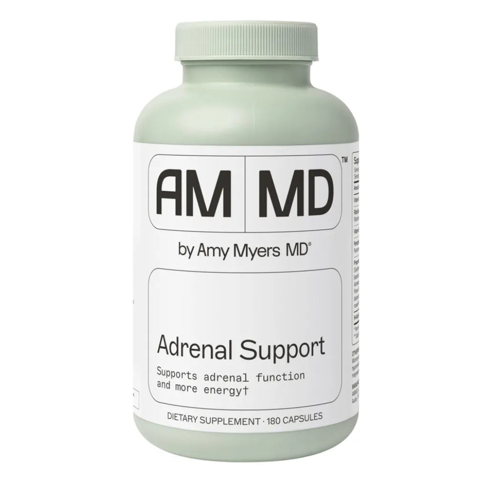 my Myers MD Adrenal Support highlighting a 180-capsule supply of bioavailable ingredients designed to encourage balanced cortisol levels.