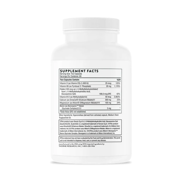 Thorne Advanced Bone Support 120 vegcaps supplement facts