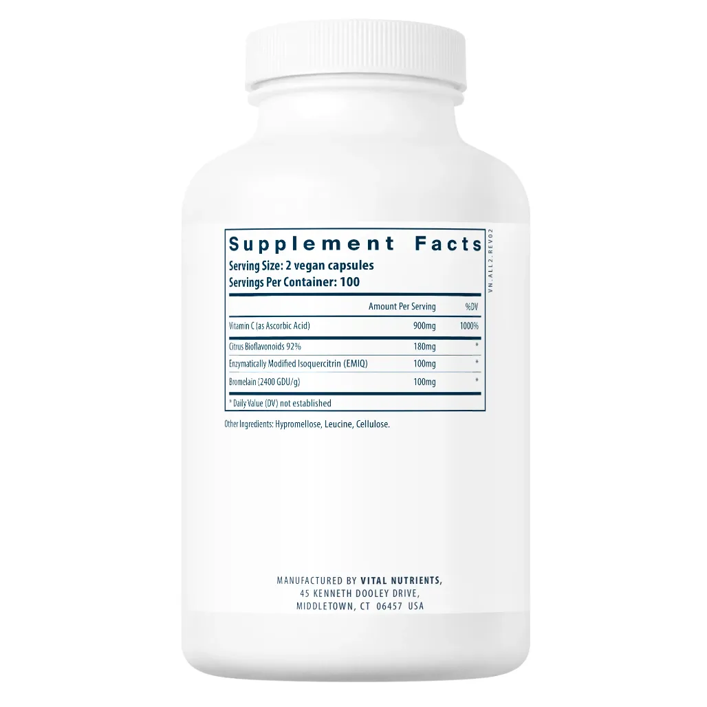 Ingredients of Vital Nutrients Aller-C Dietary Supplement - Vitamin C (ascorbic acid) 900mg