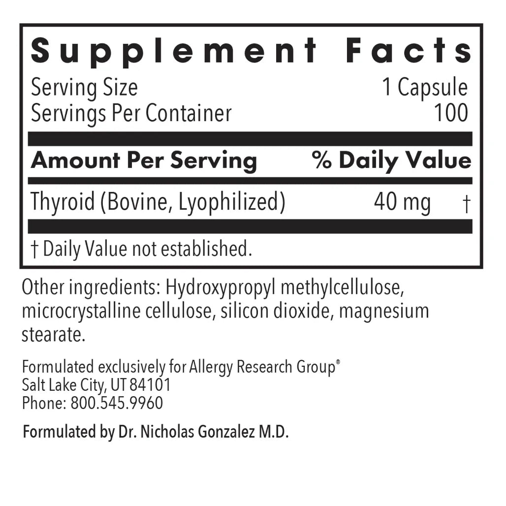 Thyroid - Natural Grandular 100 veg caps by Allergy Research