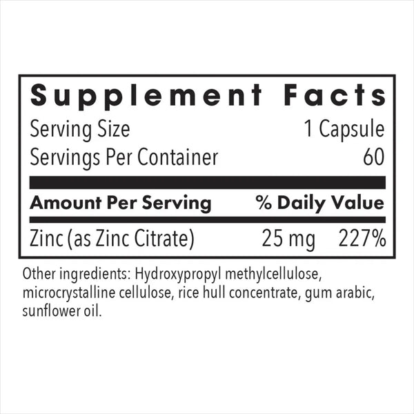 Allergy Research Group Zinc Citrate 25 - 60 Vegcaps