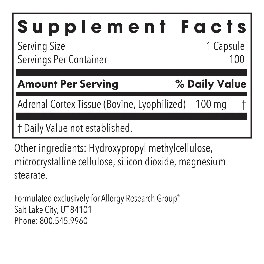 Allergy Research Group Adrenal Cortex 100 mg - 100 vcaps