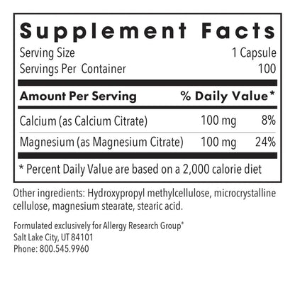 Allergy Research Group Calcium Magnesium Citrate - 100 caps