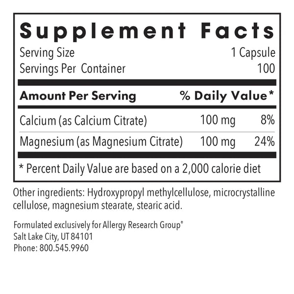 Allergy Research Group Calcium Magnesium Citrate - 100 caps