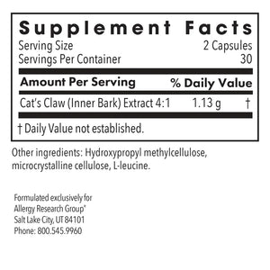 Allergy Research Group Cat's Claw - 60 caps