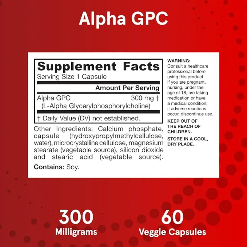 Jarrow Formulas Alpha GPC Supplement Ingredients - Alpha GPC 300 mg 