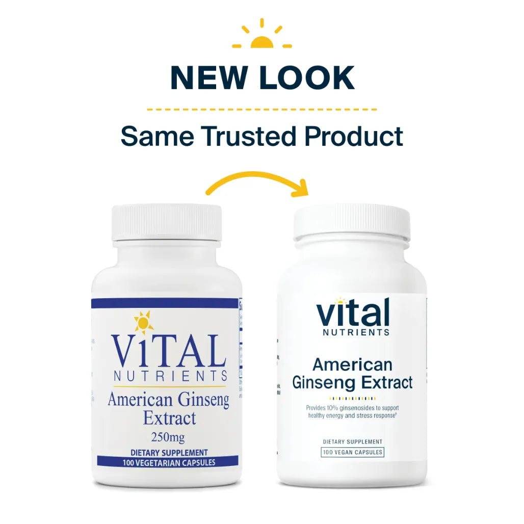 About American Ginseng Extract 250 mg by Vital Nutrients - 100 Vegetarian Capsules | Support Adrenal Gland
