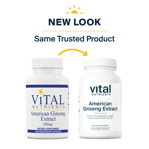 About American Ginseng Extract 250 mg by Vital Nutrients - 100 Vegetarian Capsules | Support Adrenal Gland