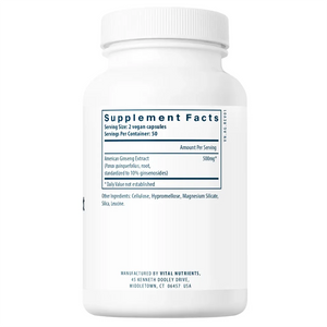 Ingredients of American Ginseng Extract 250 mg Dietary Supplement - American Ginseng Root Extract 500mg