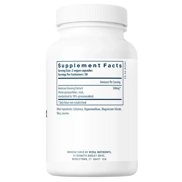 Ingredients of American Ginseng Extract 250 mg Dietary Supplement - American Ginseng Root Extract 500mg
