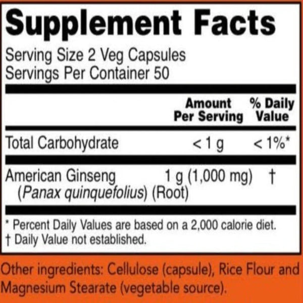 American Ginseng 500 mg NOW