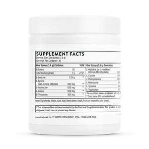 Thorne Amino Complex Berry Powder NSF 8 oz supplement facts