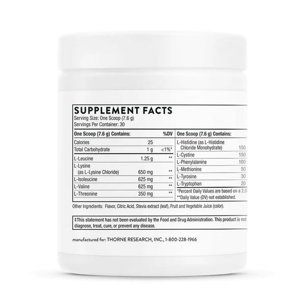 Thorne Amino Complex Berry Powder NSF 8 oz supplement facts