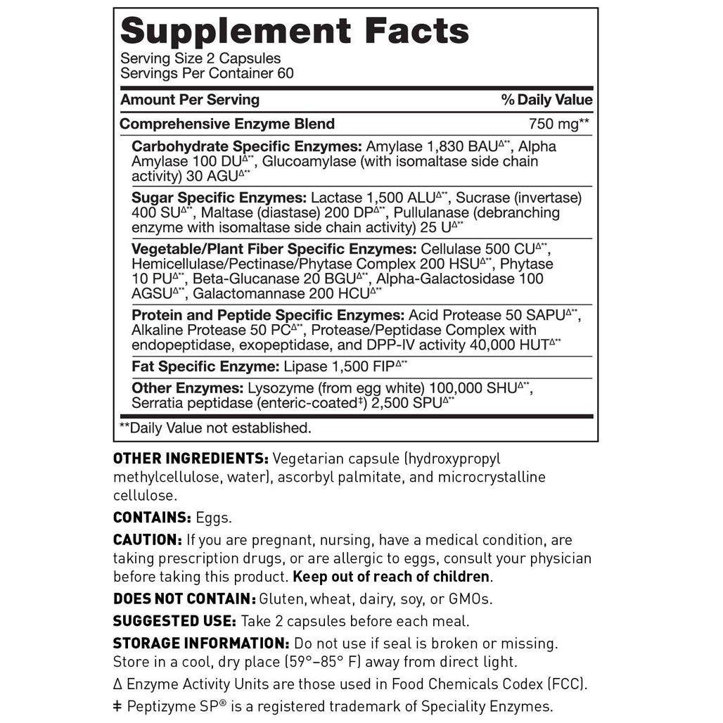 Amy Myers MD Complete Enzymes Supplement Facts